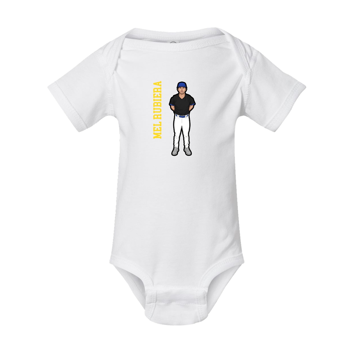 Baby Onesie — Name Vertical in White