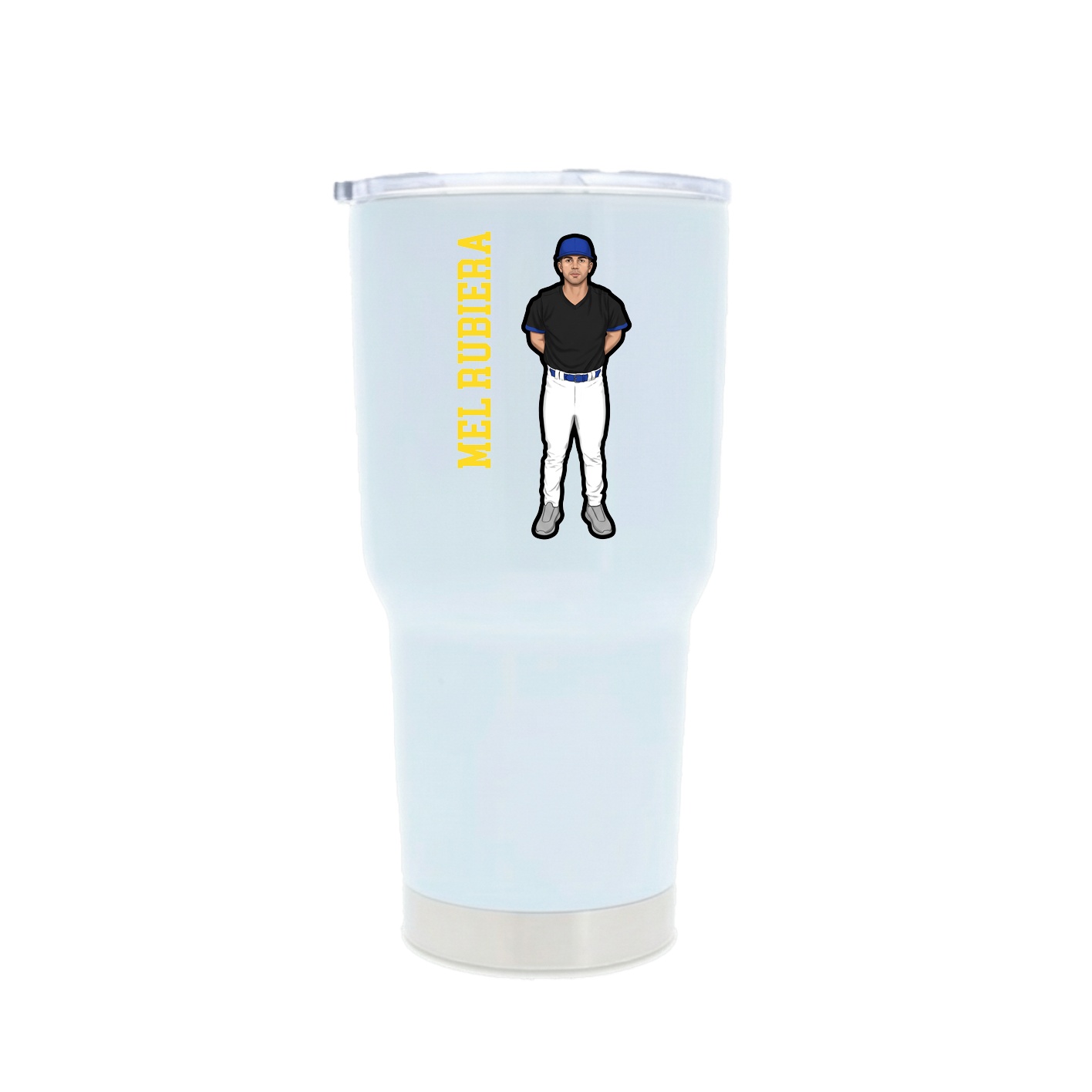 30oz Stainless Steel Tumbler — Name Vertical in White