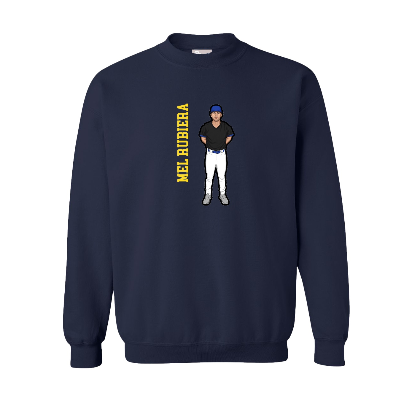 Fleece Crew — Name Vertical in Navy