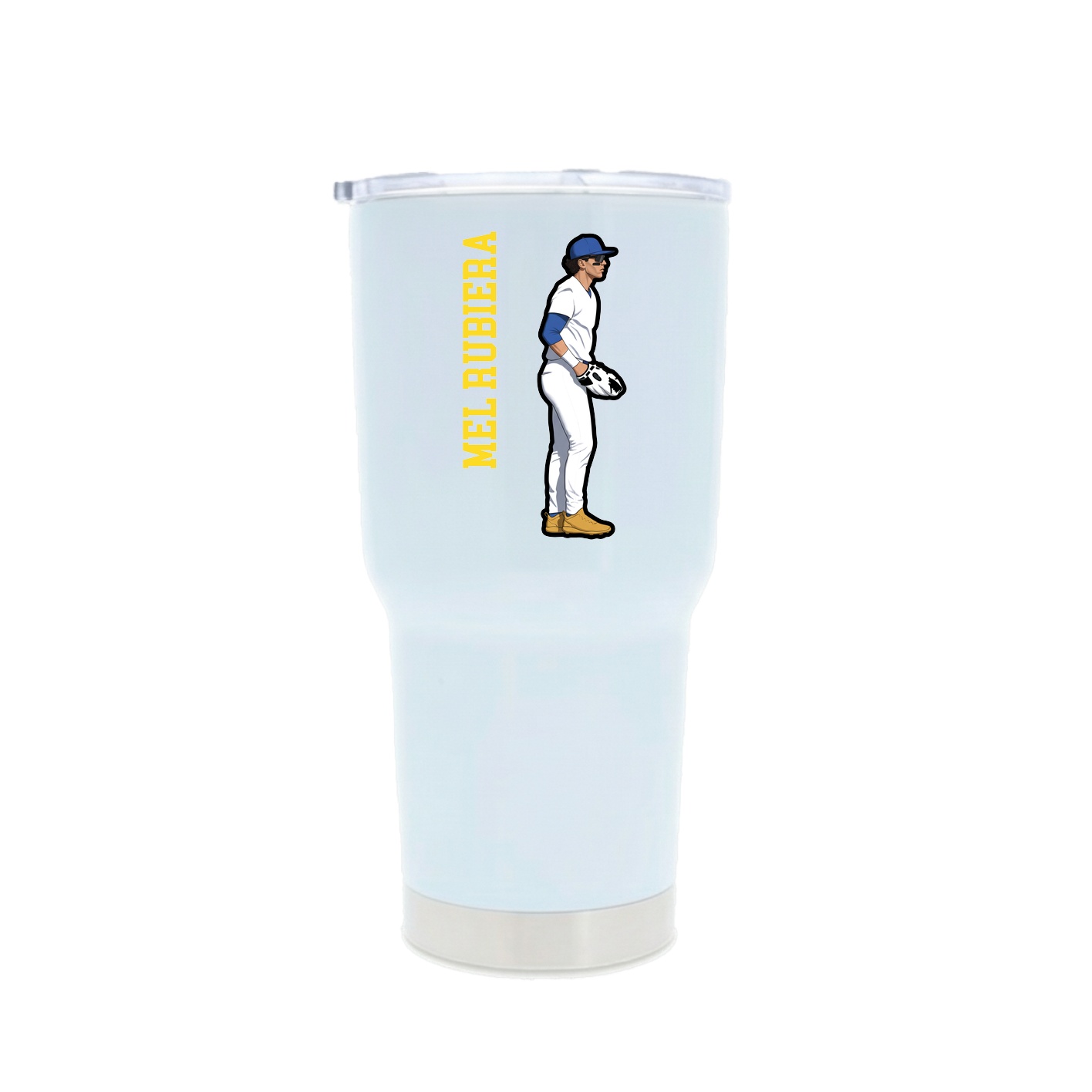 30oz Stainless Steel Tumbler — Name Vertical in White