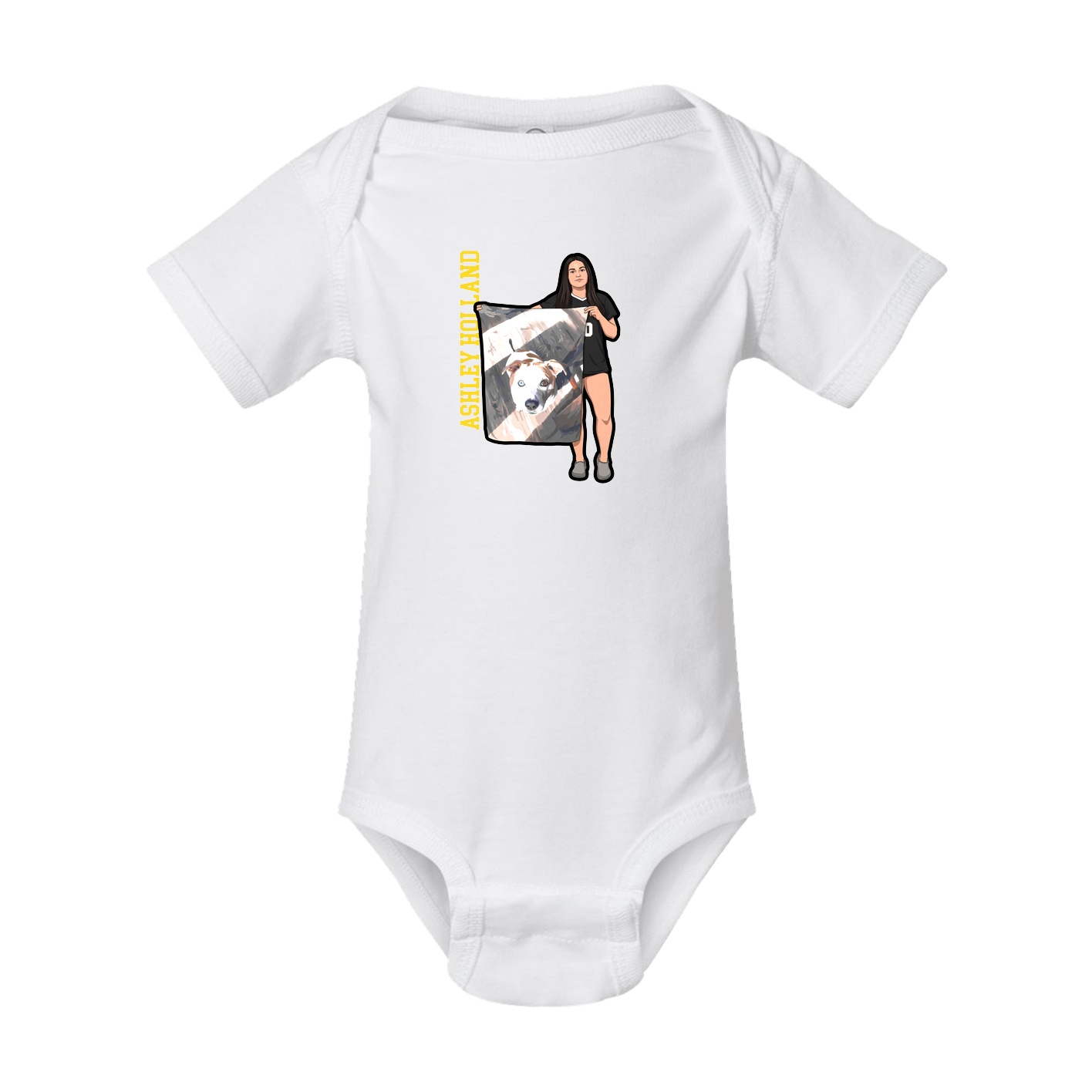 Baby Onesie — Name Vertical in White