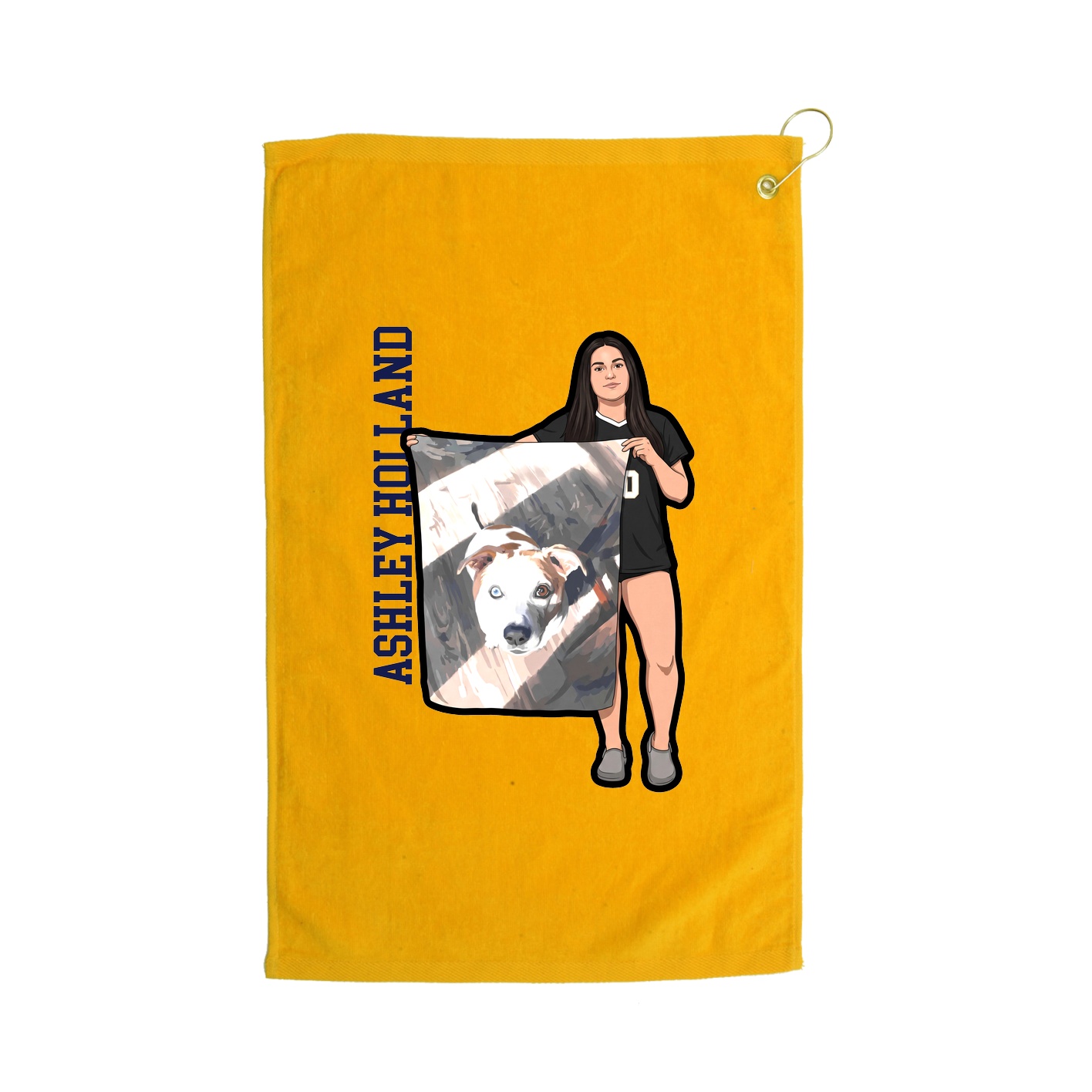 Golf Towel — Name Vertical in Gold