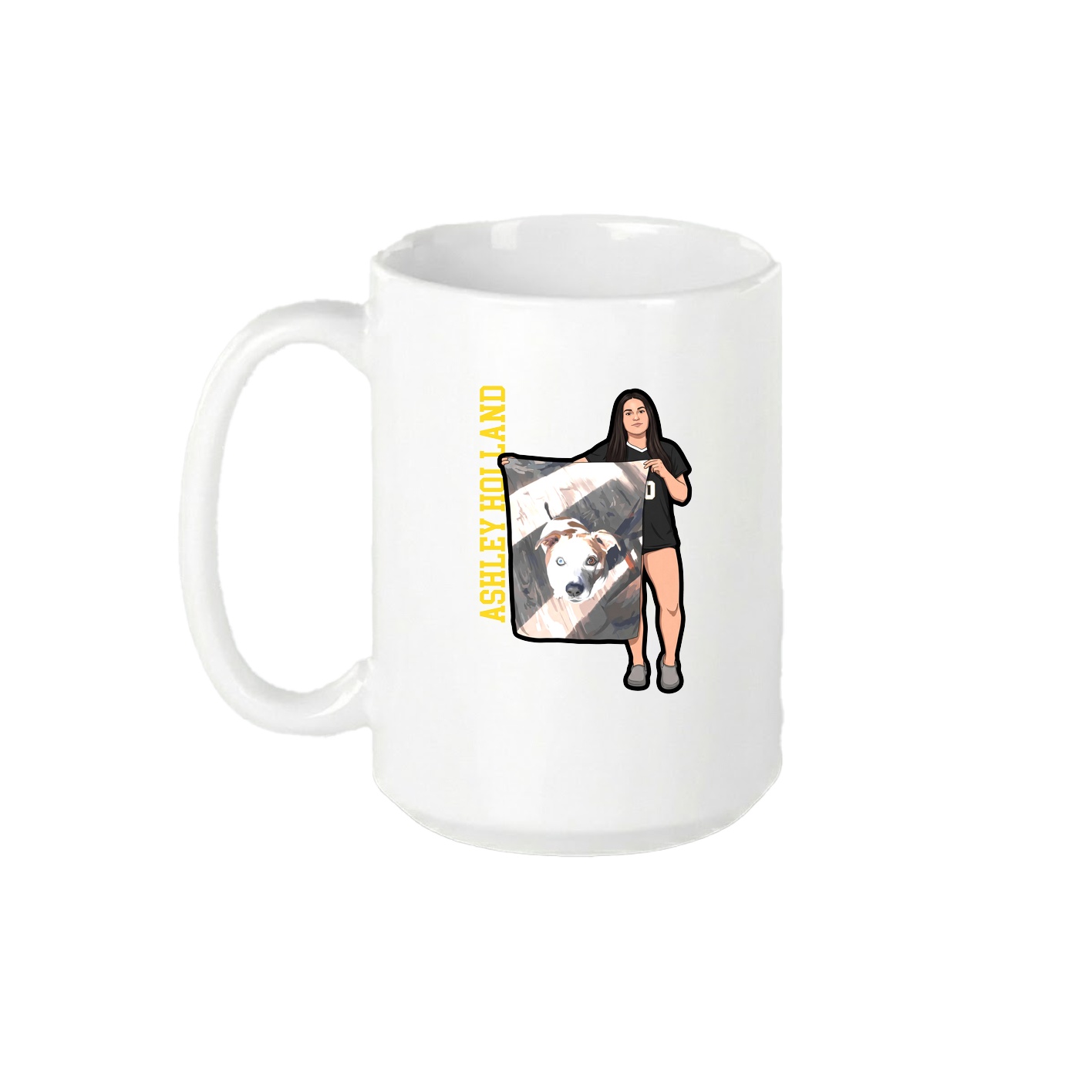 15oz Coffee Mug — Name Vertical in White