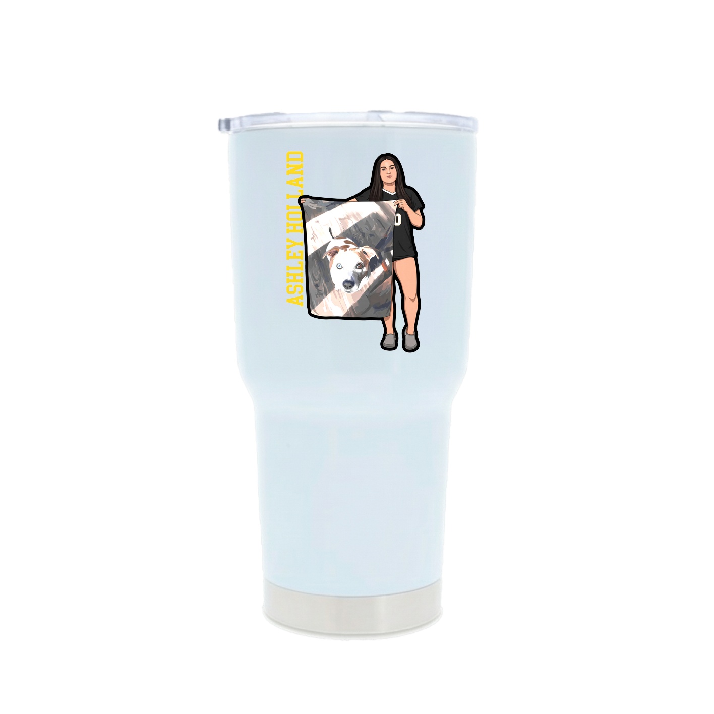30oz Stainless Steel Tumbler — Name Vertical in White