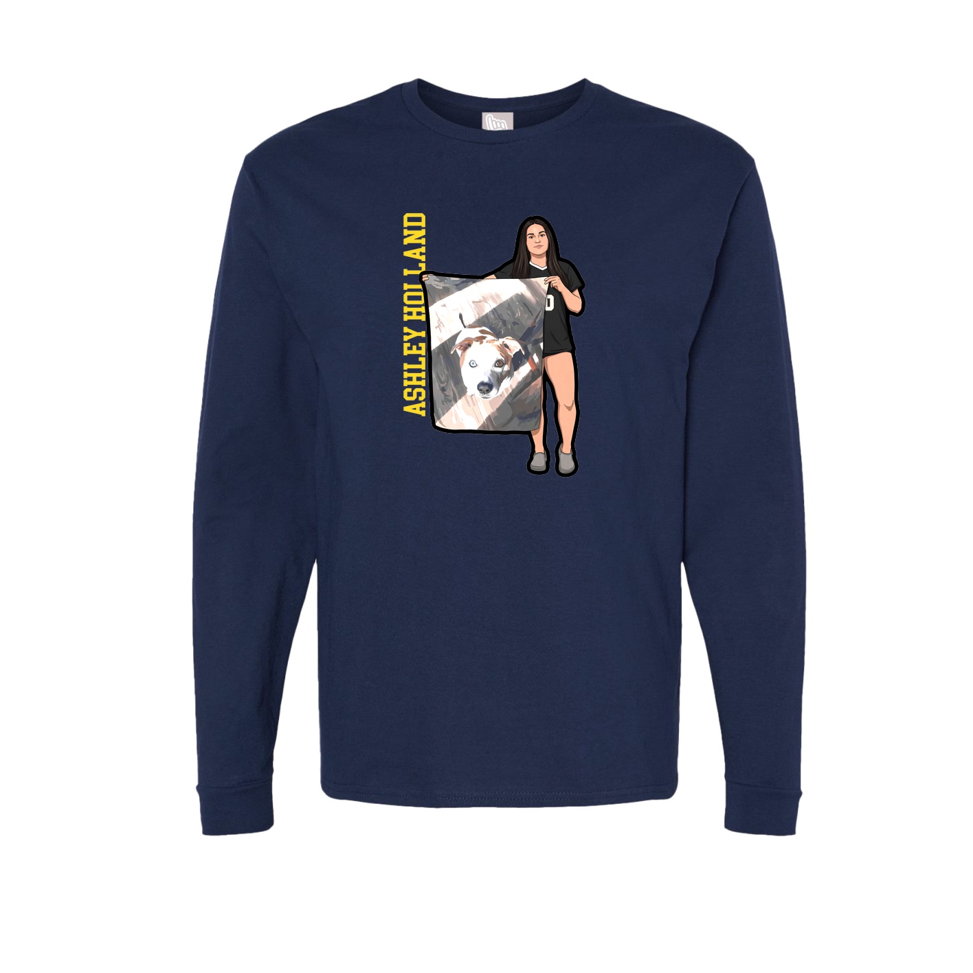 Long Sleeve Tee — Name Vertical in Navy