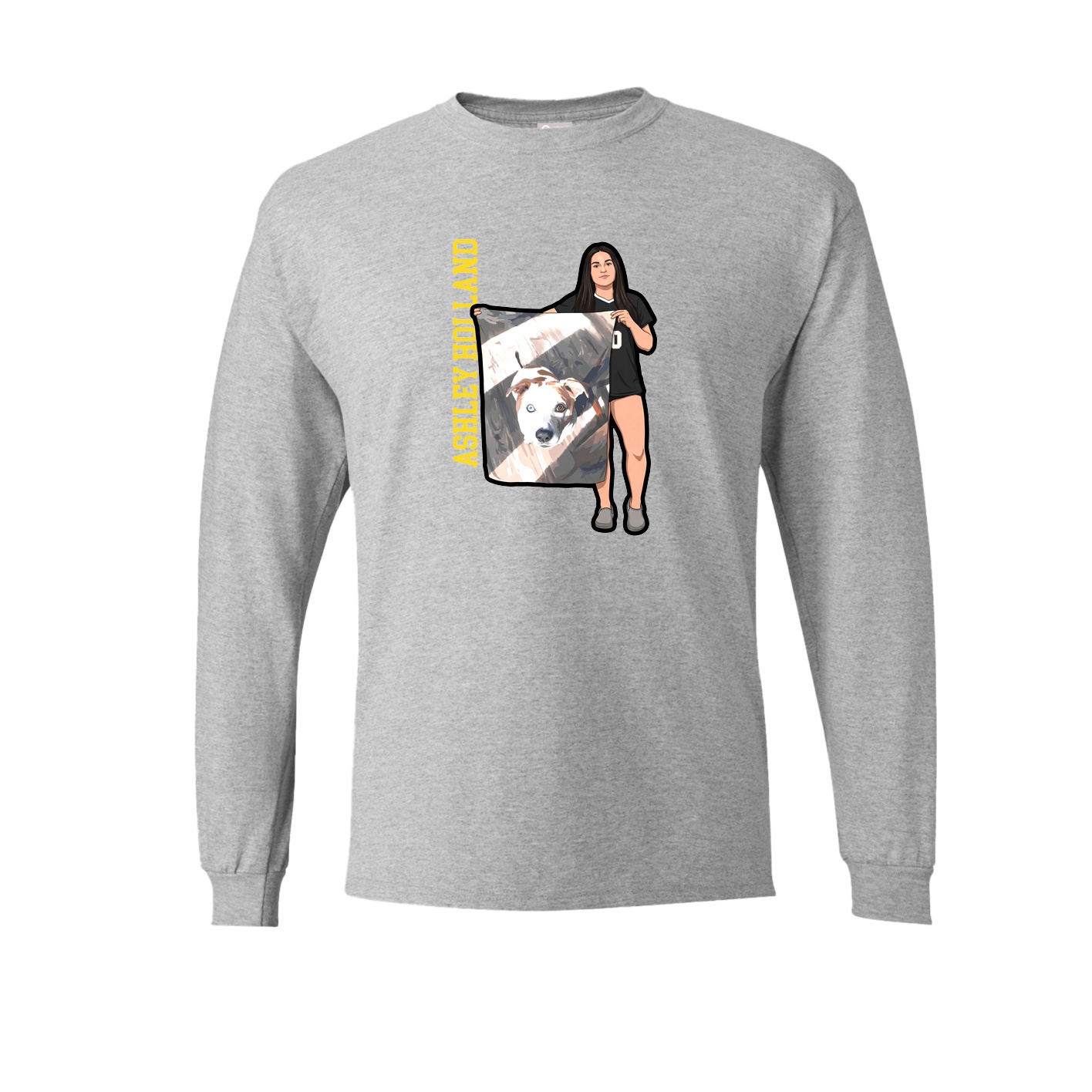Long Sleeve Tee — Name Vertical in Grey