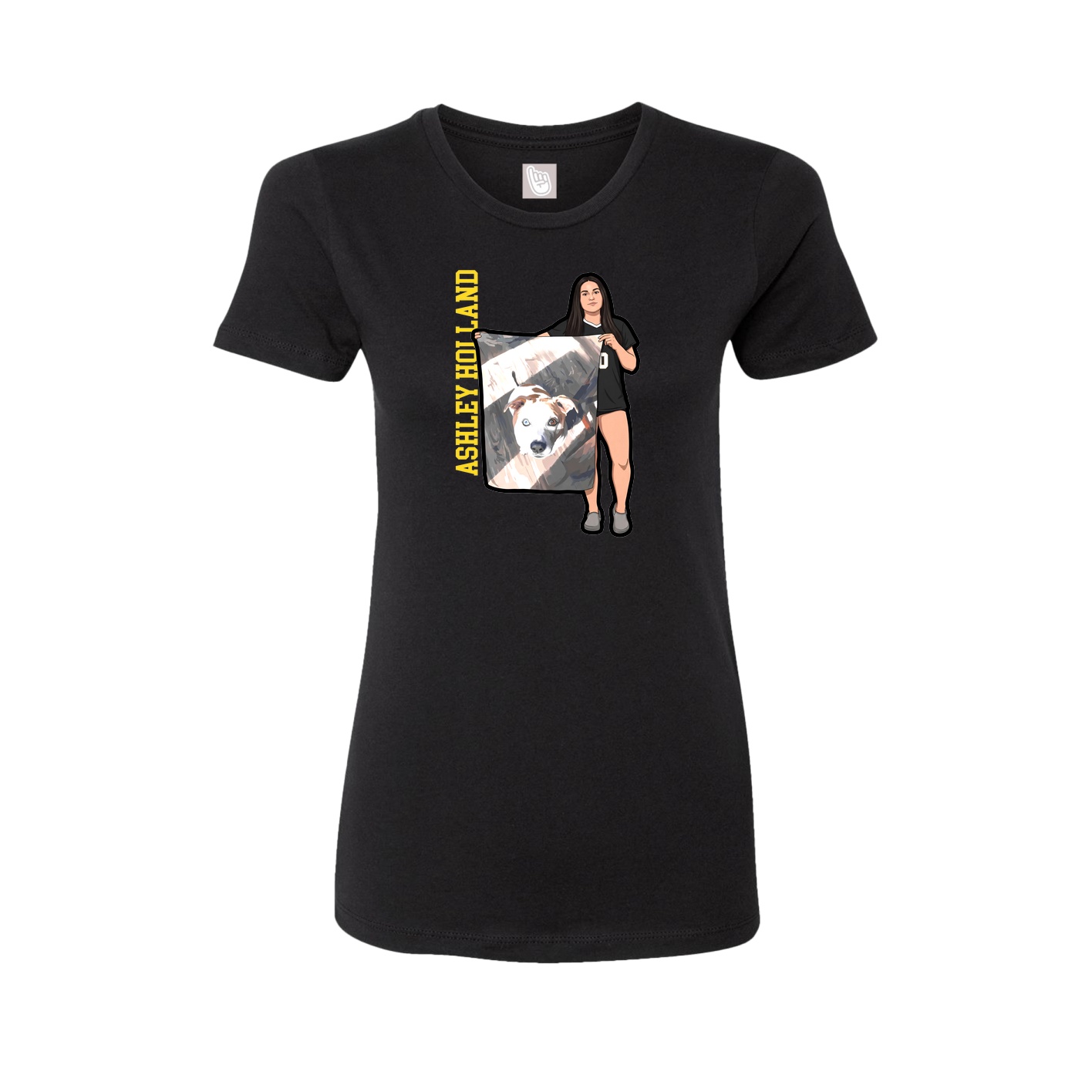 Womens Tee — Name Vertical in Black