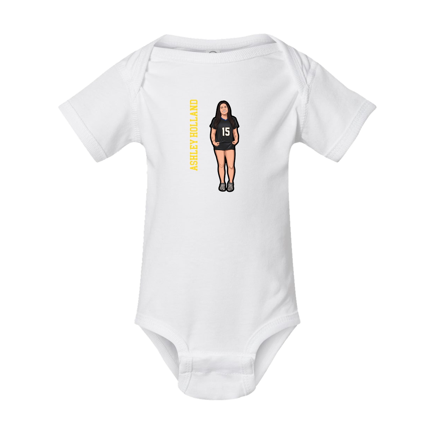 Baby Onesie — Name Vertical in White