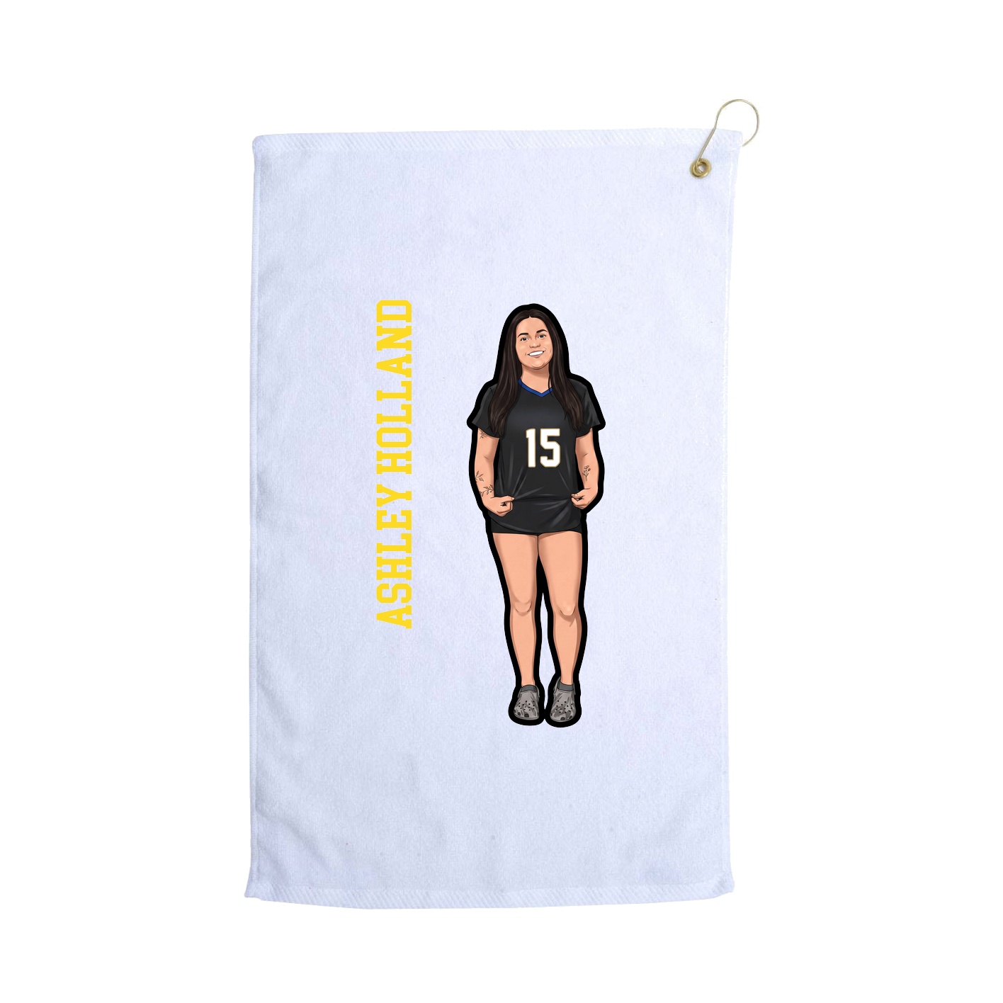 Golf Towel — Name Vertical in White