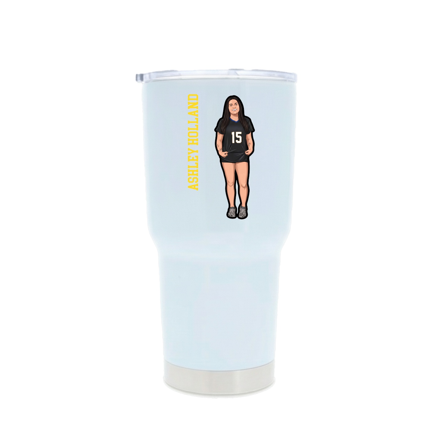 30oz Stainless Steel Tumbler — Name Vertical in White