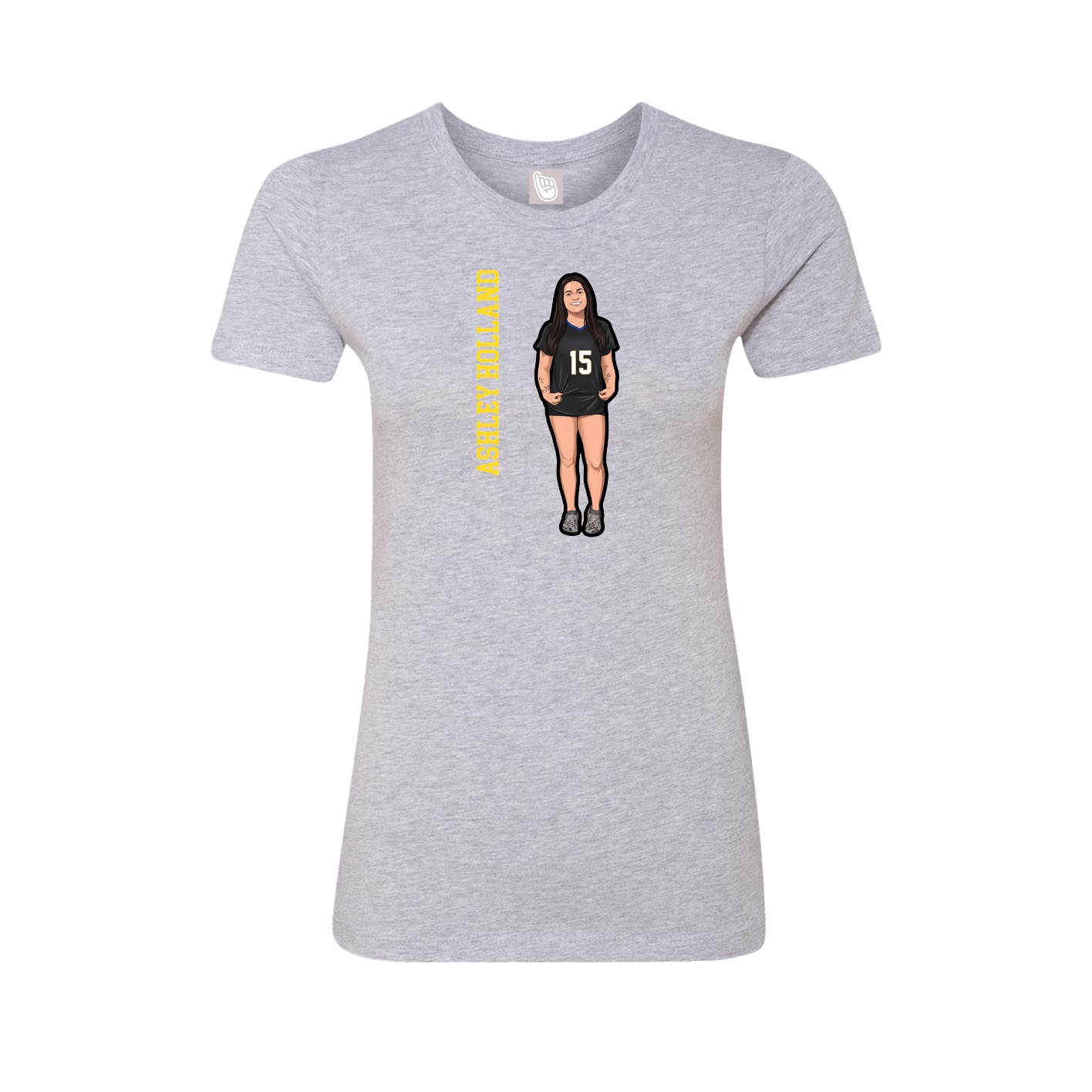 Womens Tee — Name Vertical in Grey