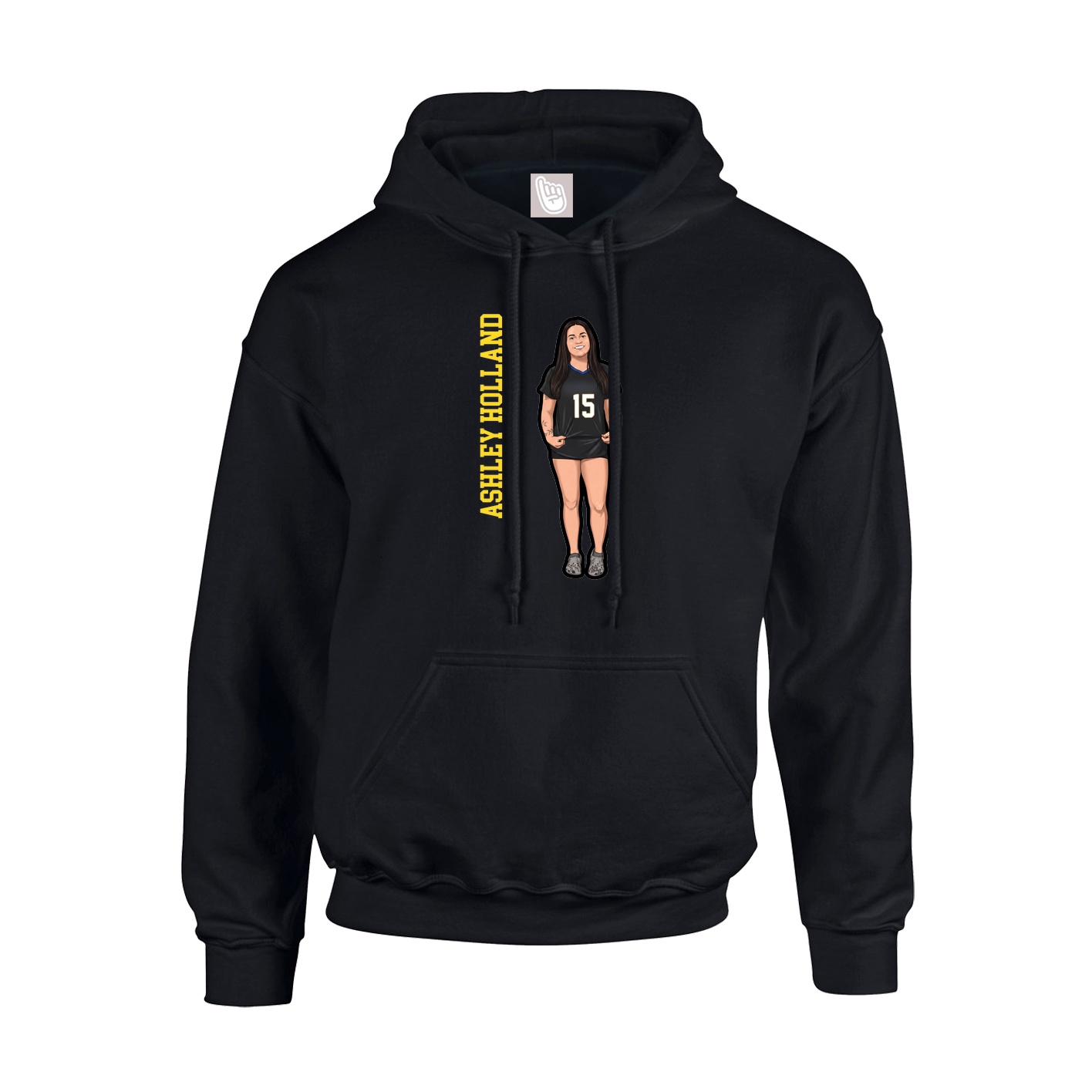Hoodie — Name Vertical in Black