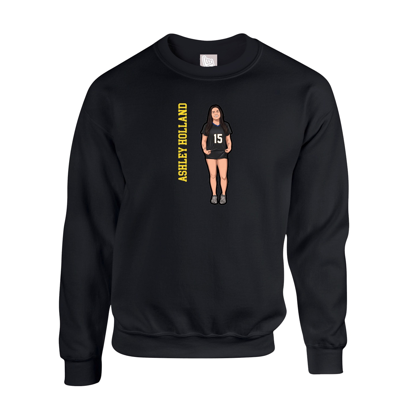 Fleece Crew — Name Vertical in Black