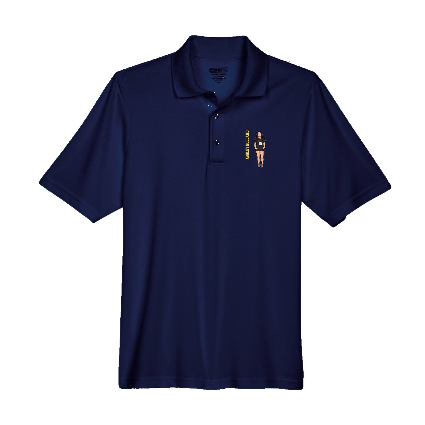 Performance Polo — Name Vertical in Navy