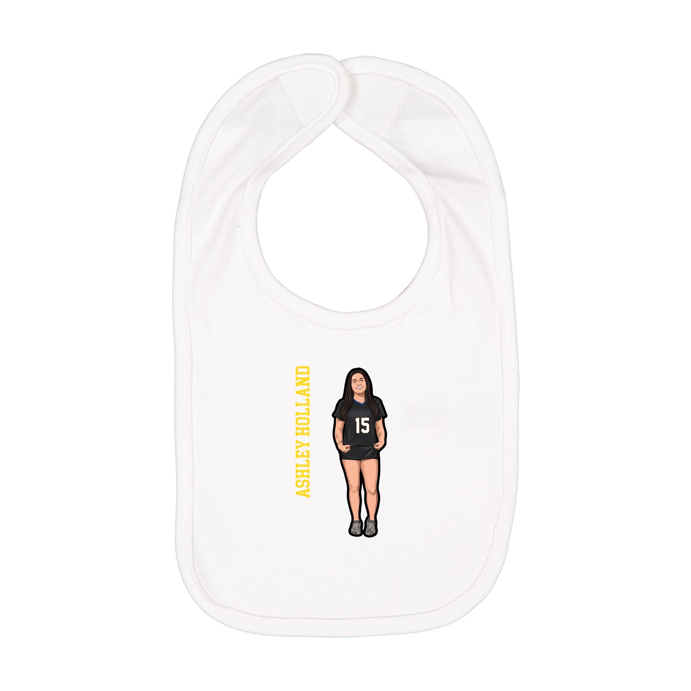 Infant Bib — Name Vertical in White