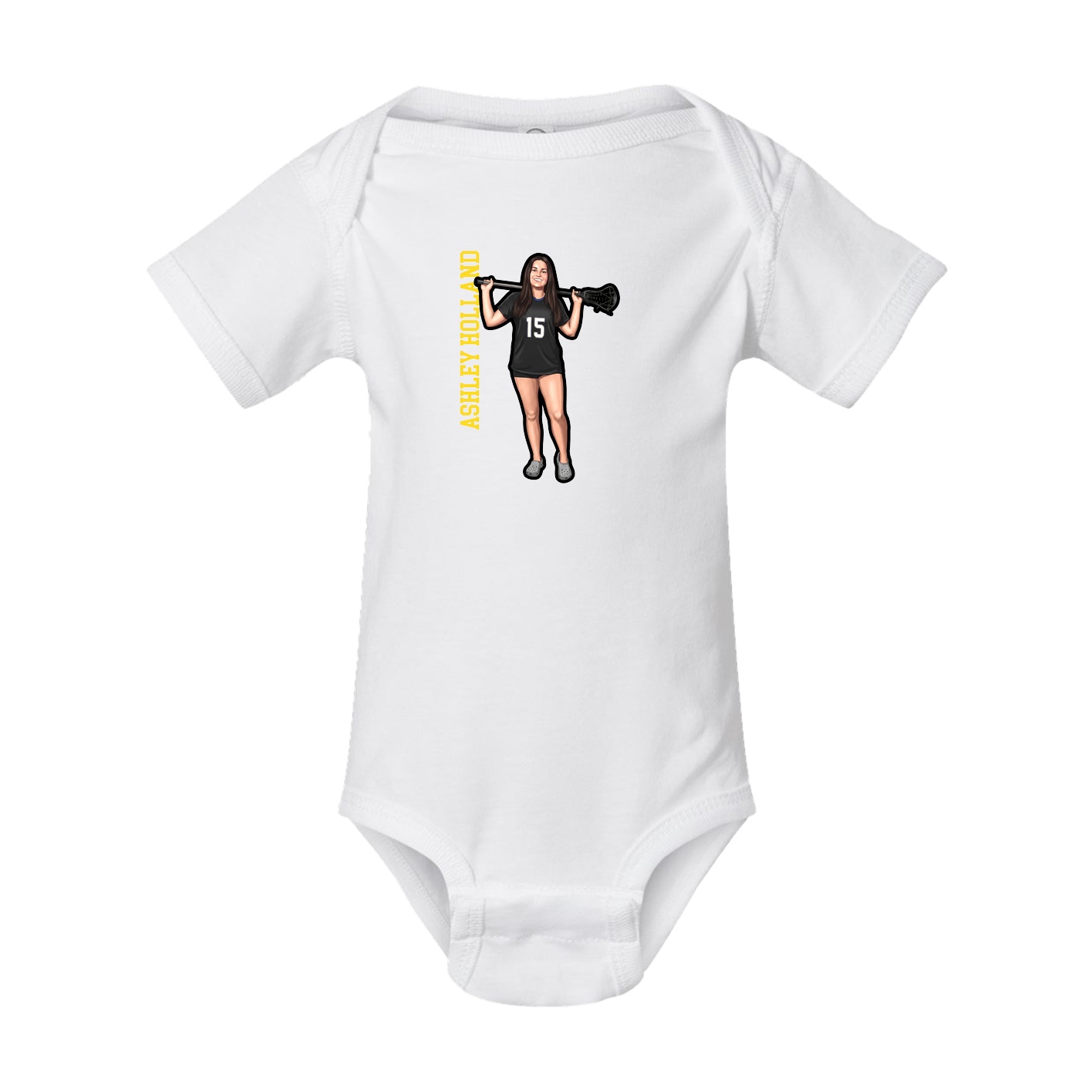 Baby Onesie — Name Vertical in White