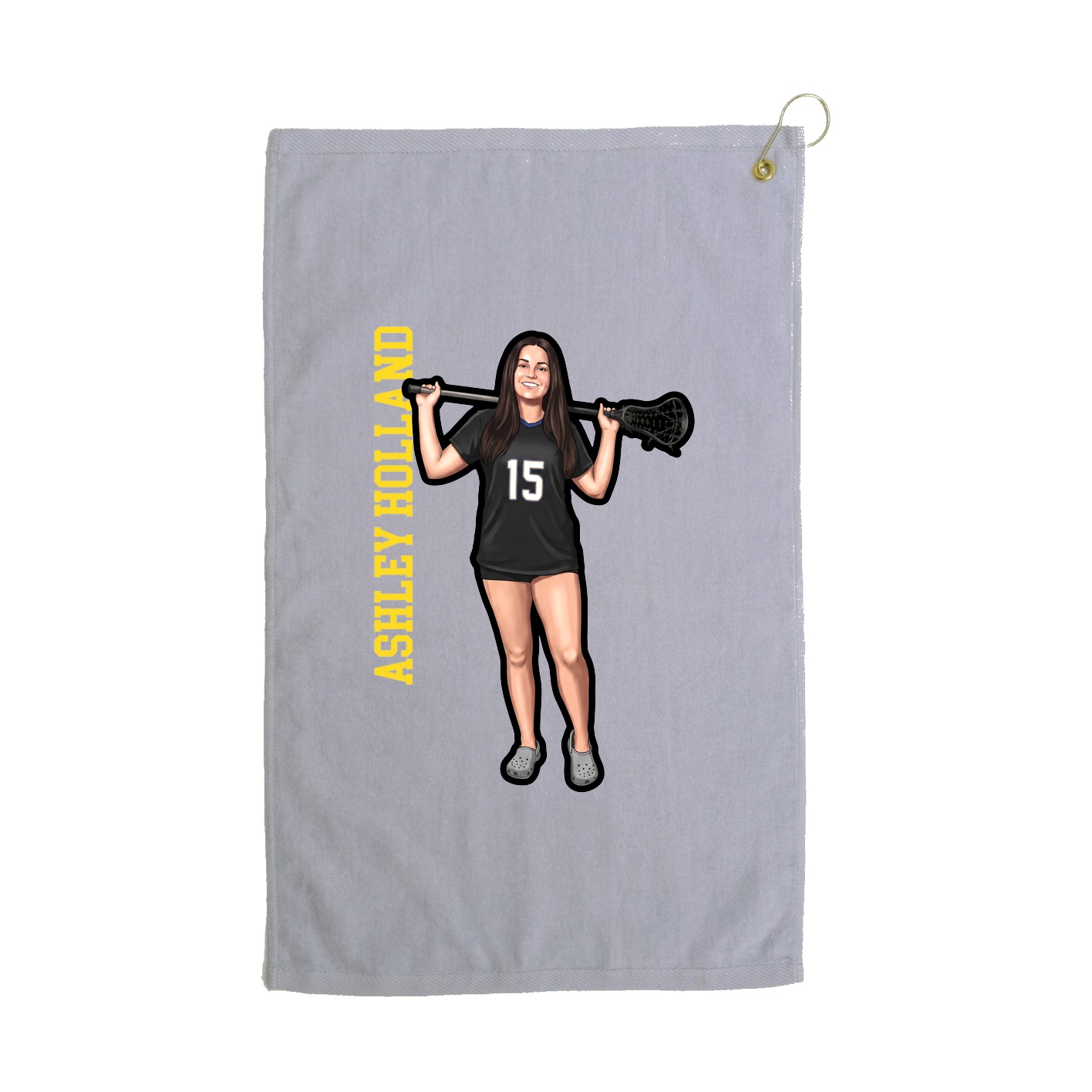 Golf Towel — Name Vertical in Grey