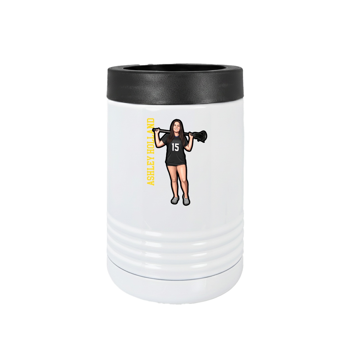 Beverage Holder — Name Vertical in White