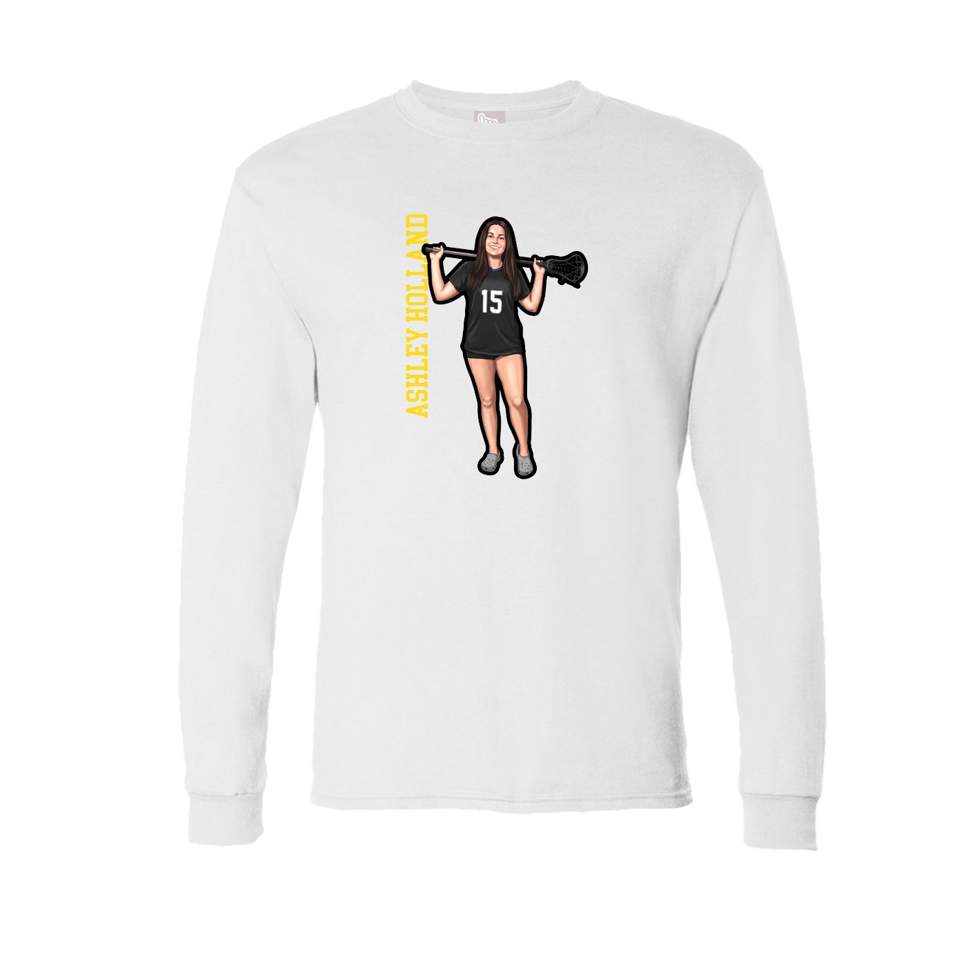 Long Sleeve Tee — Name Vertical in White