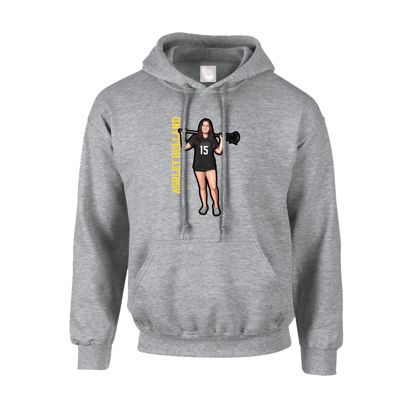 Youth Hoodie — Name Vertical in Grey
