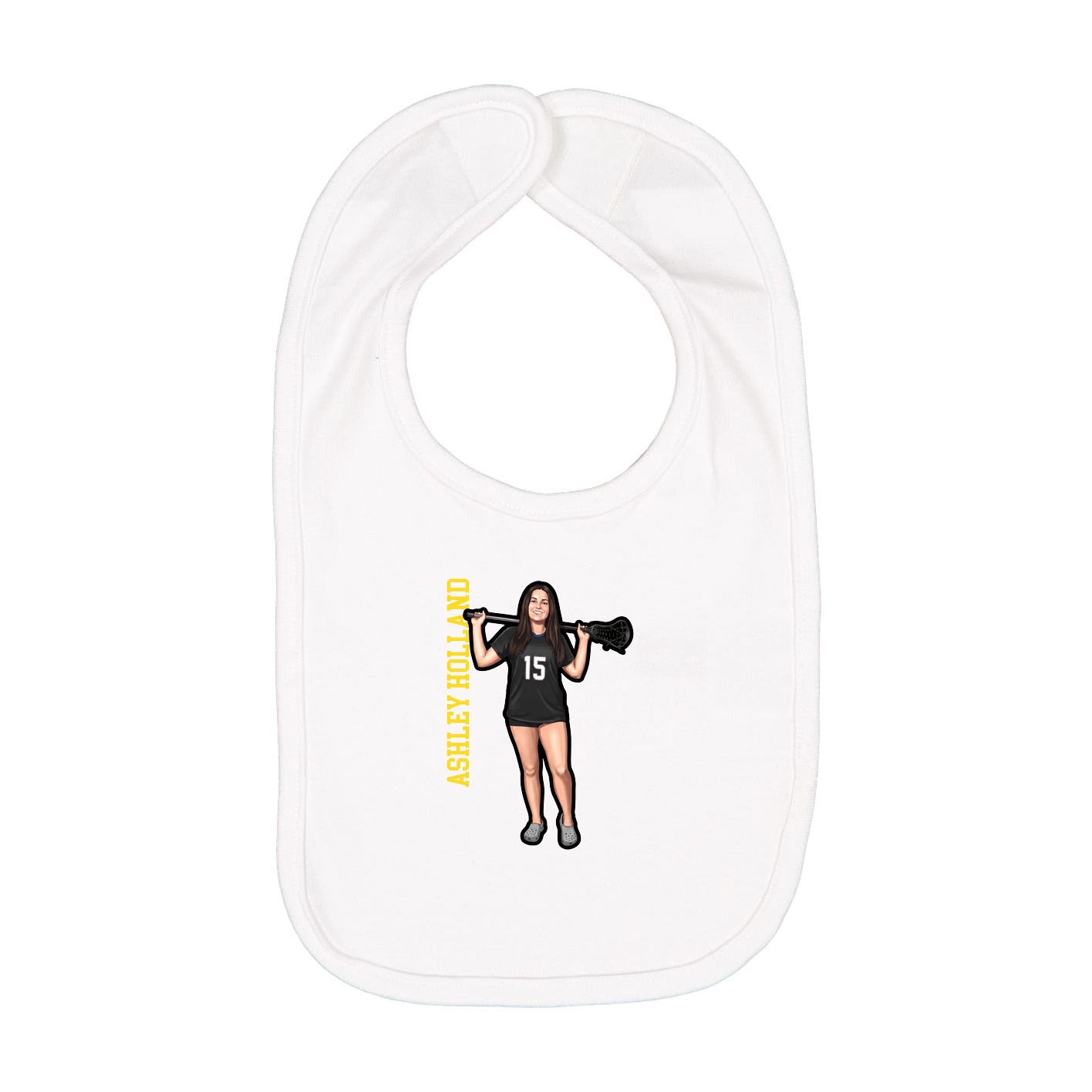 Infant Bib — Name Vertical in White