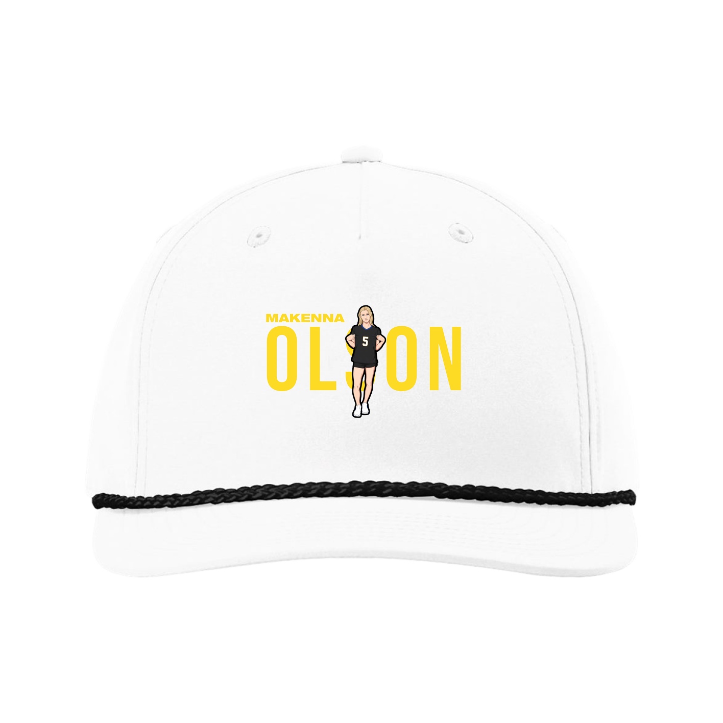 Five-Panel Classic Rope Cap — Player Name in White