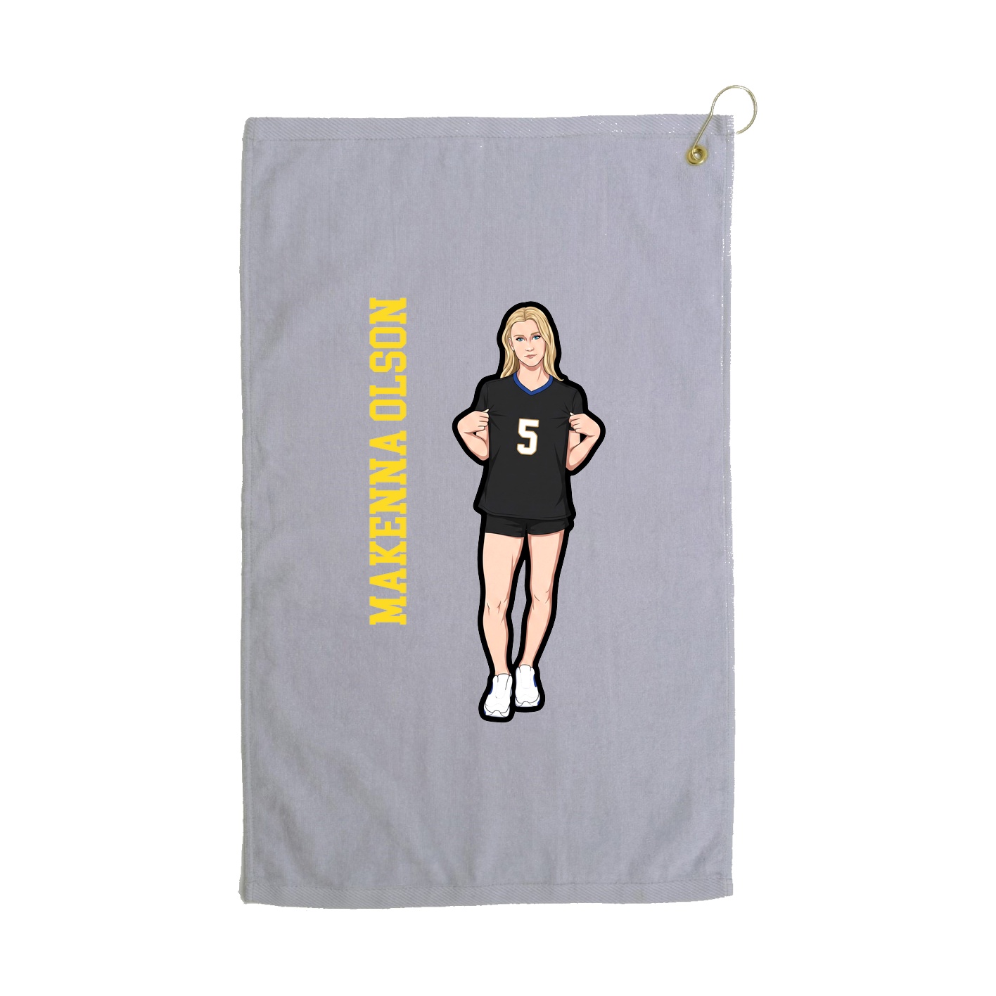 Golf Towel — Name Vertical in Grey