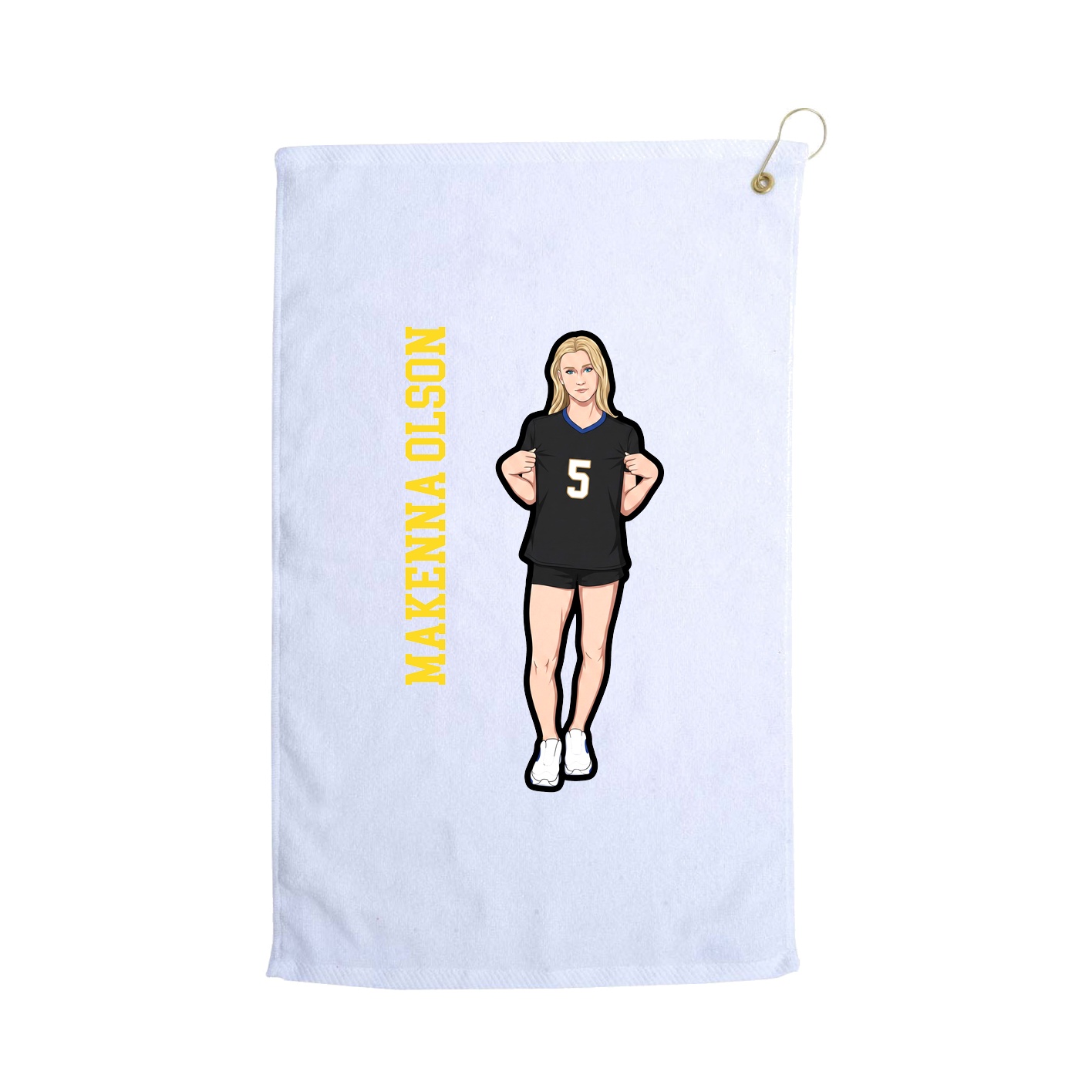 Golf Towel — Name Vertical in White