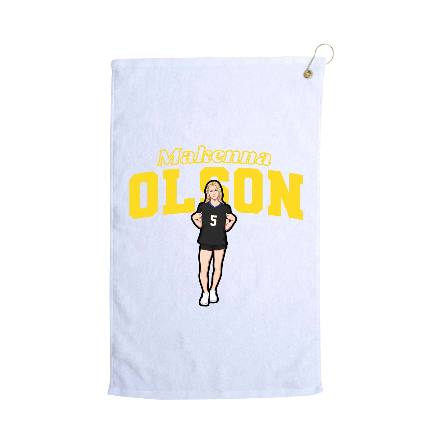 Golf Towel — Name Arch in White