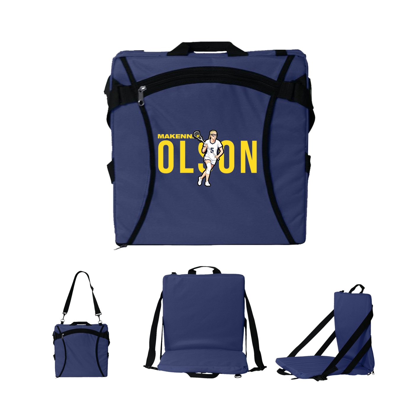 Folding Stadium Seat — Player Name in Navy