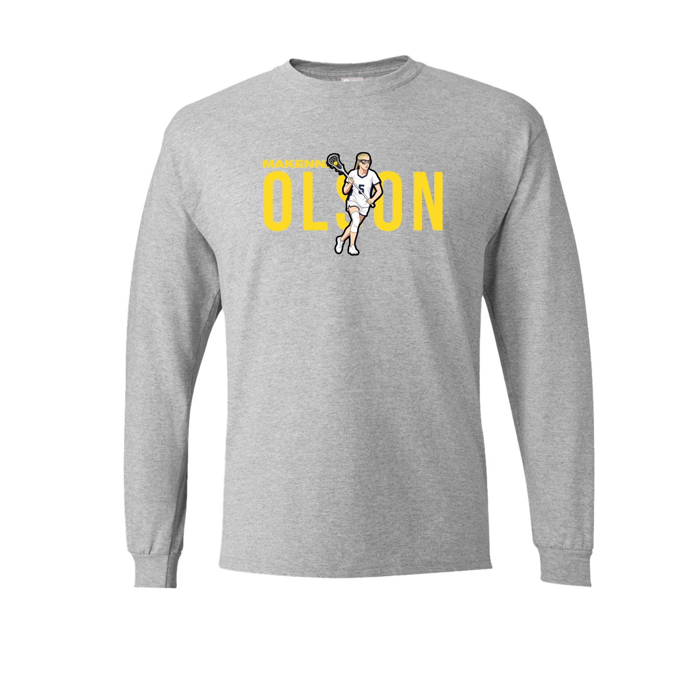Long Sleeve Tee — Player Name in Grey