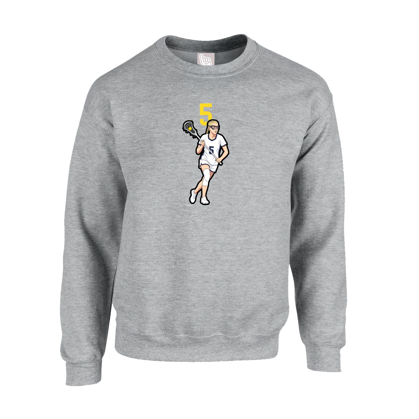Fleece Crew — Number Top in Grey