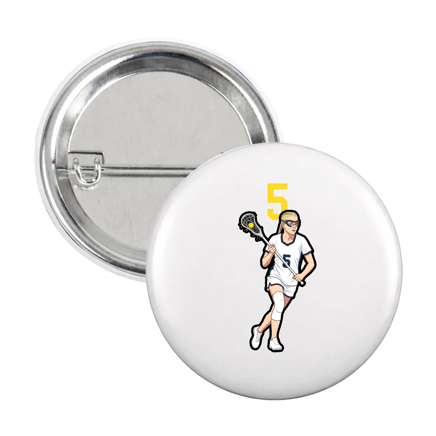 Game Day Button — Number Top in White