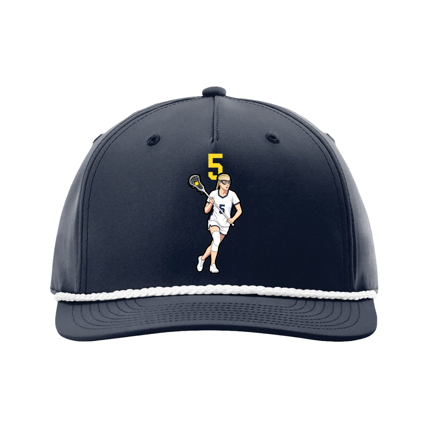 Five-Panel Classic Rope Cap — Number Top in Navy