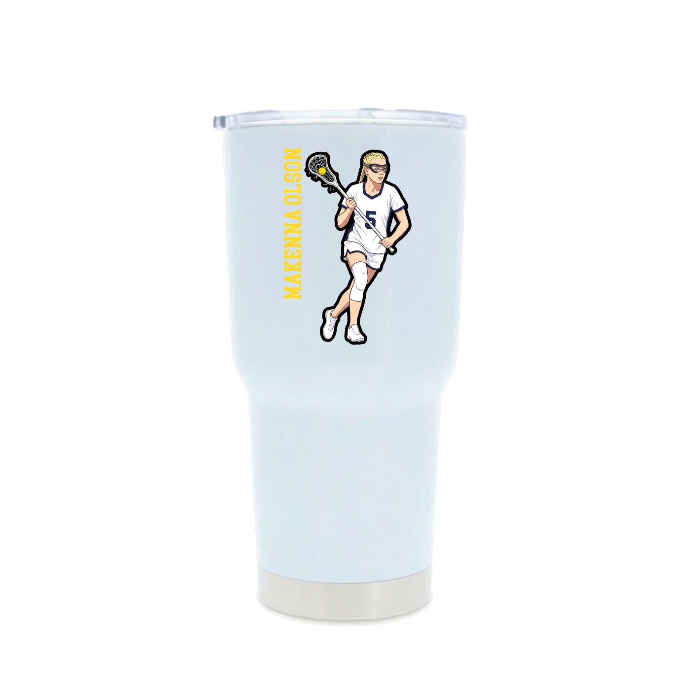 30oz Stainless Steel Tumbler — Name Vertical in White