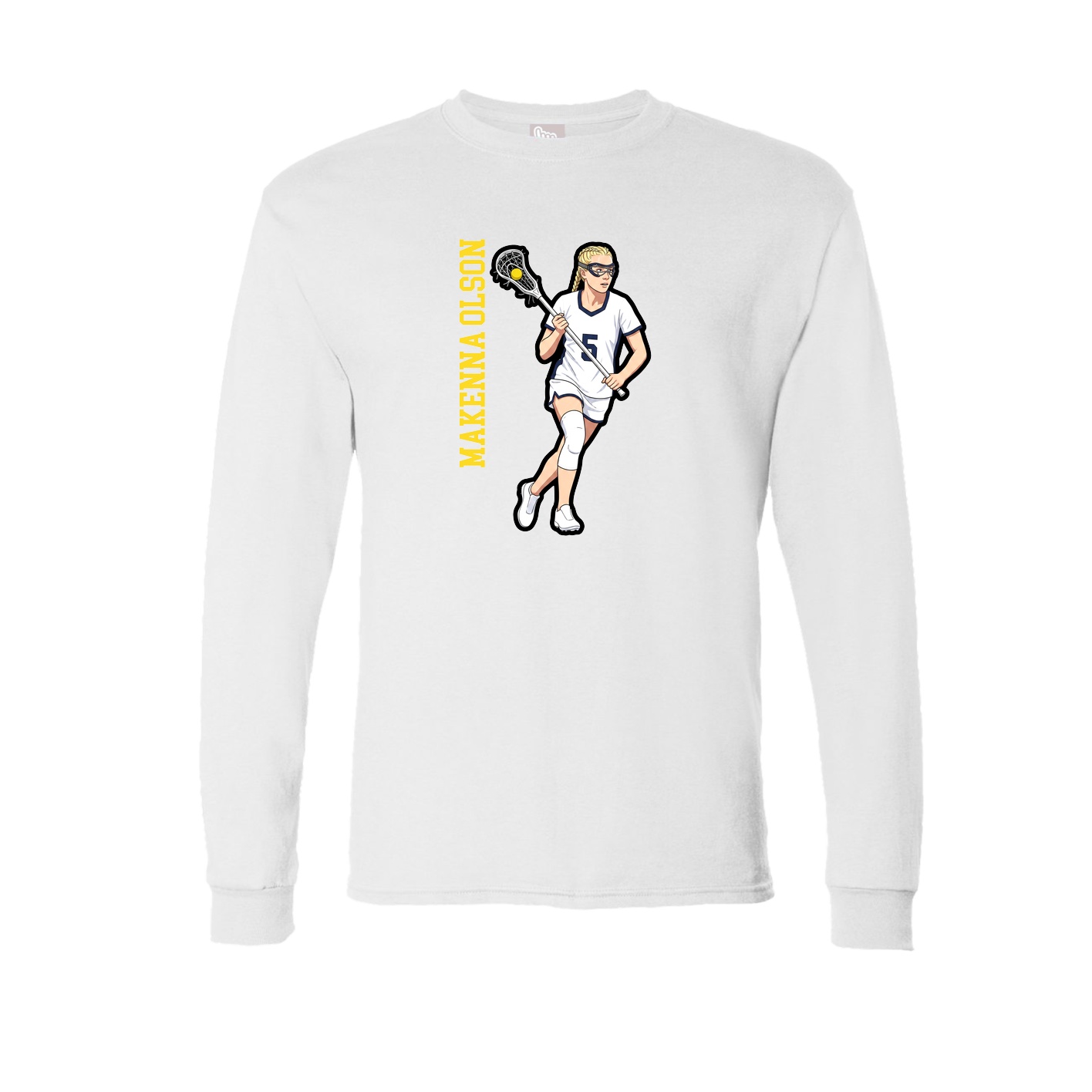 Long Sleeve Tee — Name Vertical in White