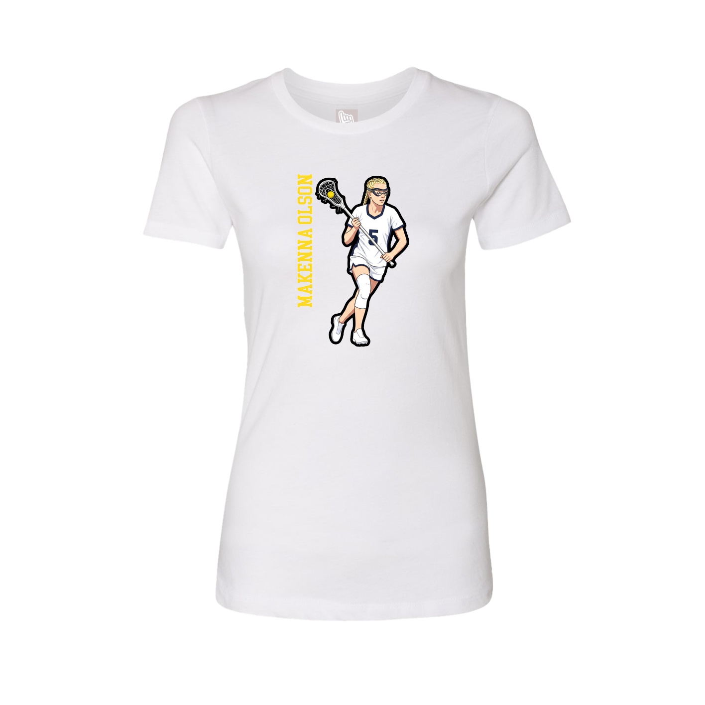 Womens Tee — Name Vertical in White