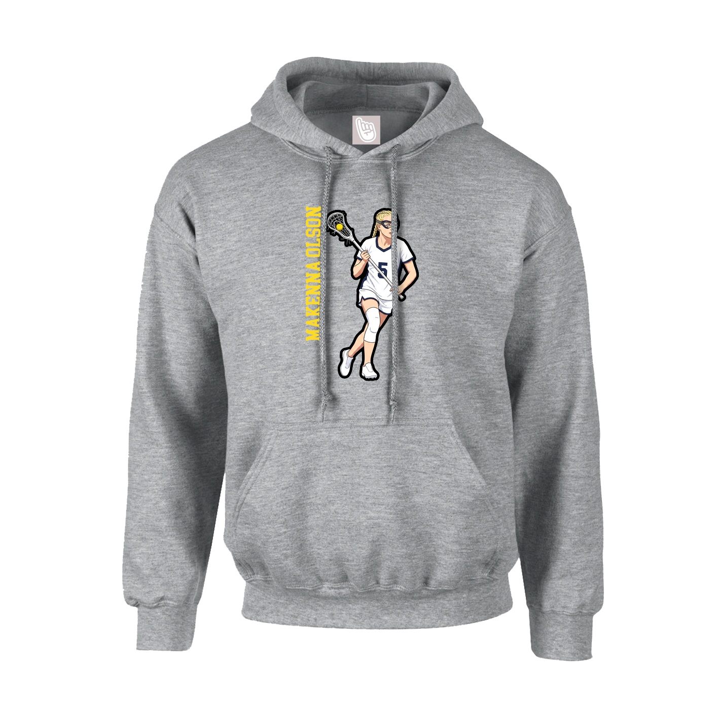 Hoodie — Name Vertical in Grey