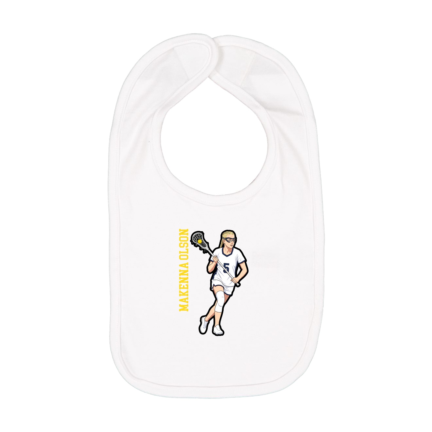 Infant Bib — Name Vertical in White
