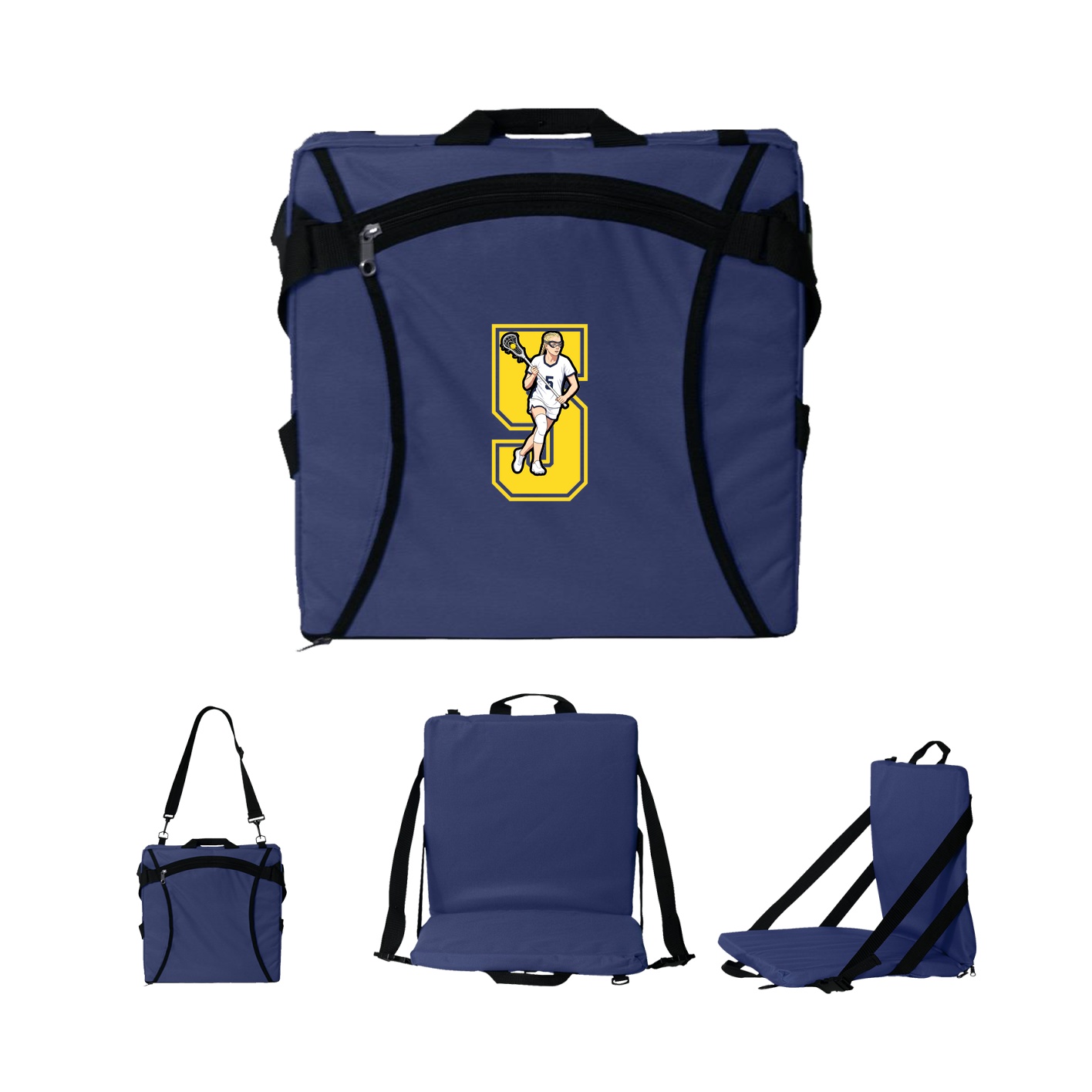 Folding Stadium Seat — Number in Navy