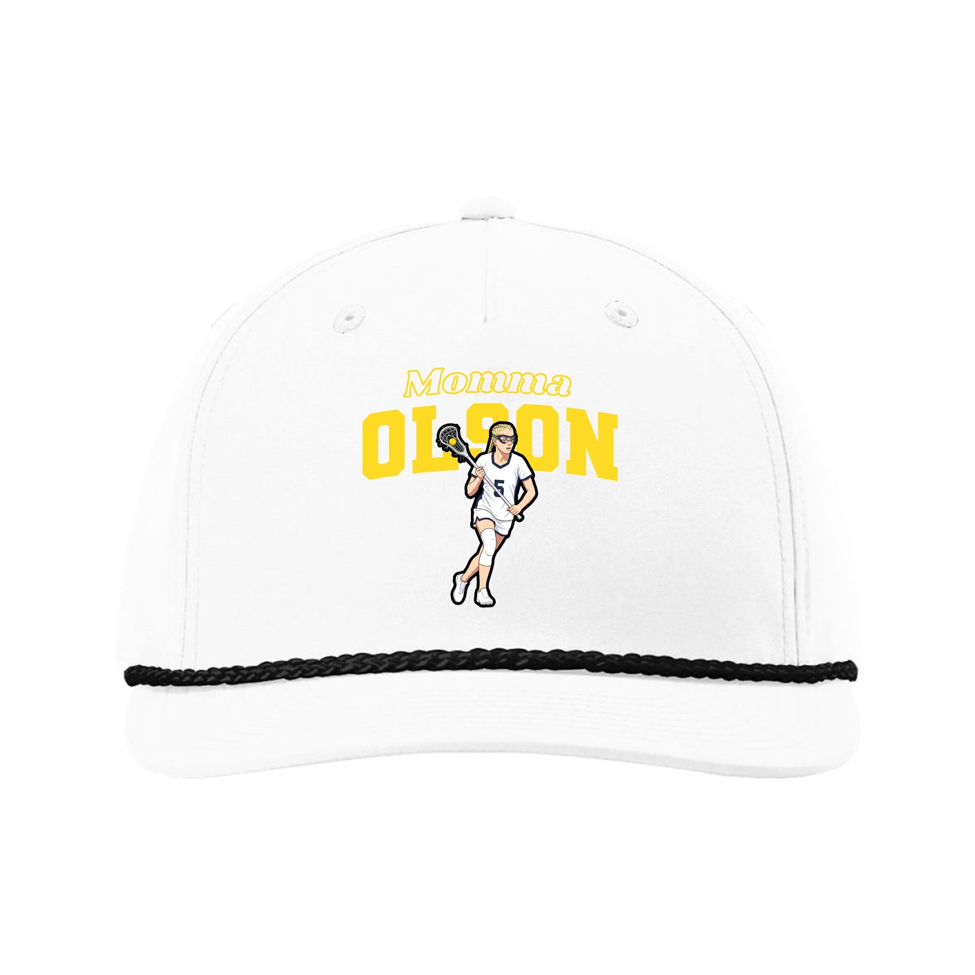 Five-Panel Classic Rope Cap — Mothers Day Block in White