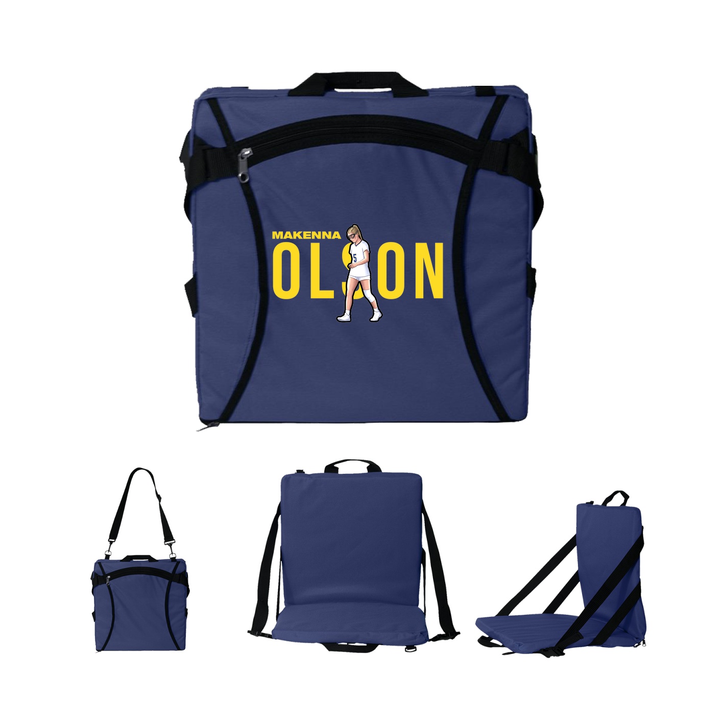 Folding Stadium Seat — Player Name in Navy