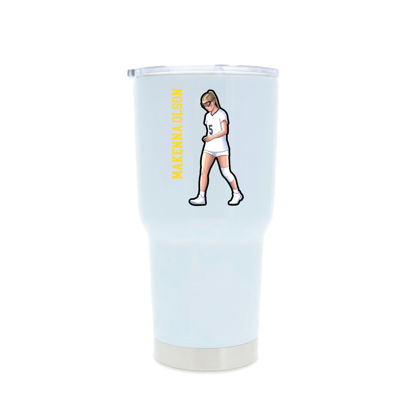 30oz Stainless Steel Tumbler — Name Vertical in White