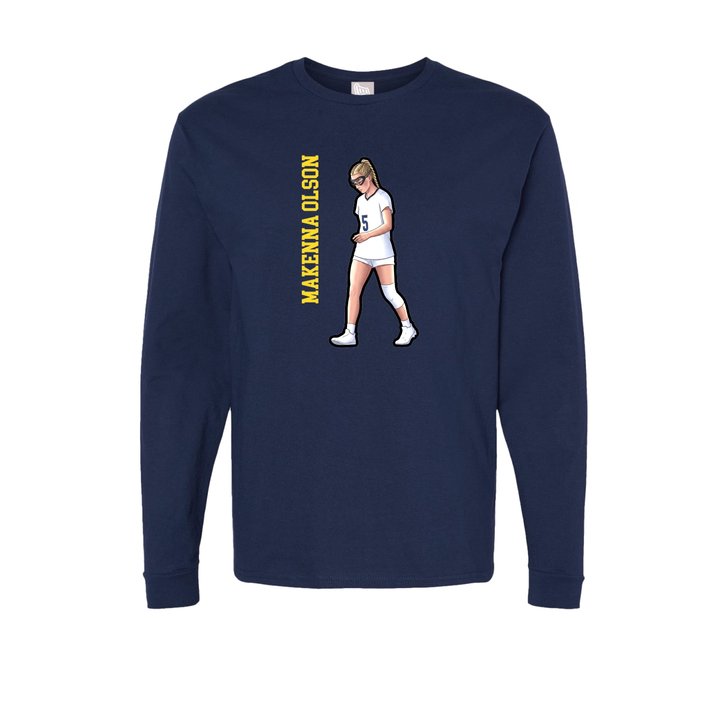 Long Sleeve Tee — Name Vertical in Navy