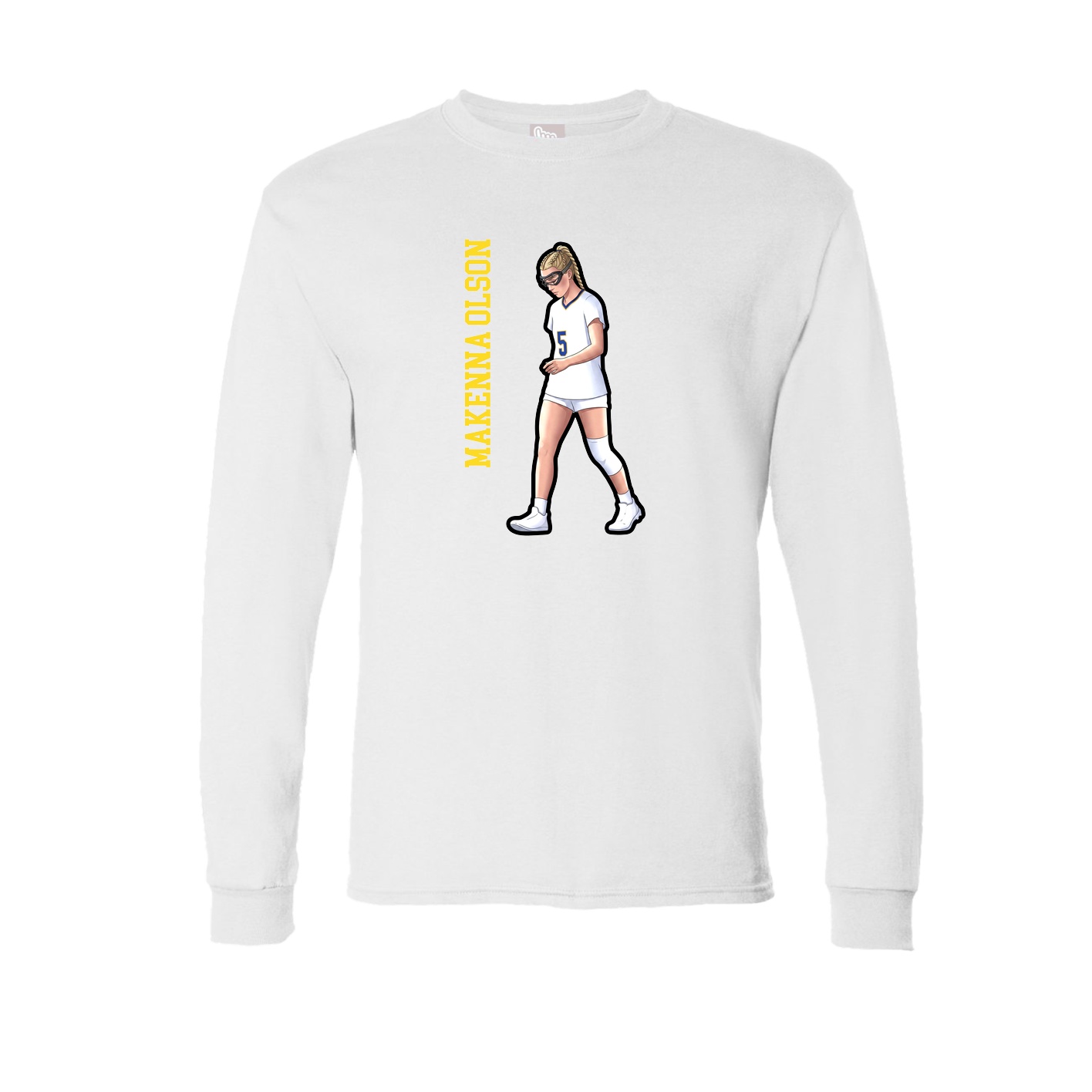 Long Sleeve Tee — Name Vertical in White