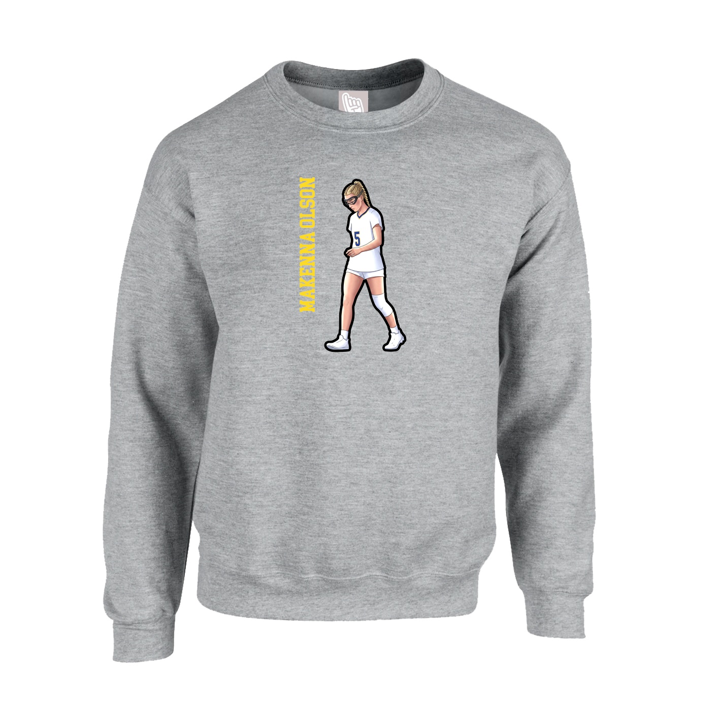 Fleece Crew — Name Vertical in Grey