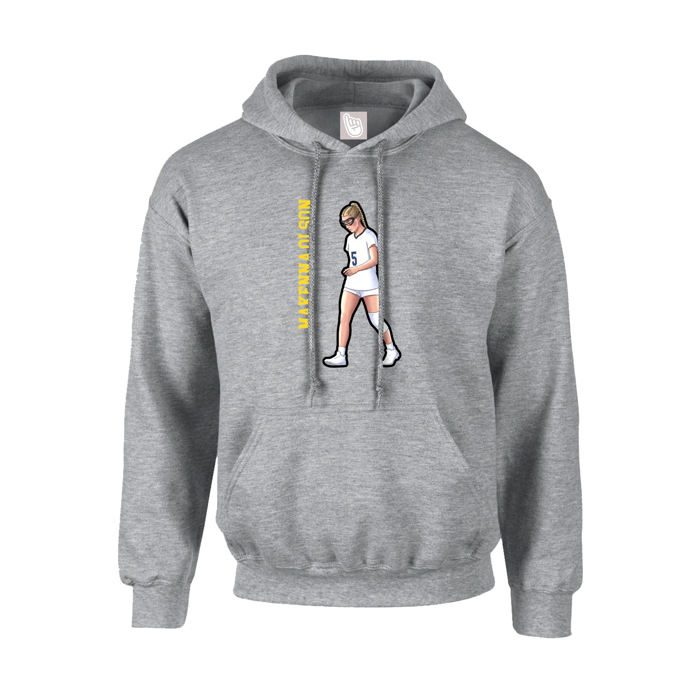 Youth Hoodie — Name Vertical in Grey