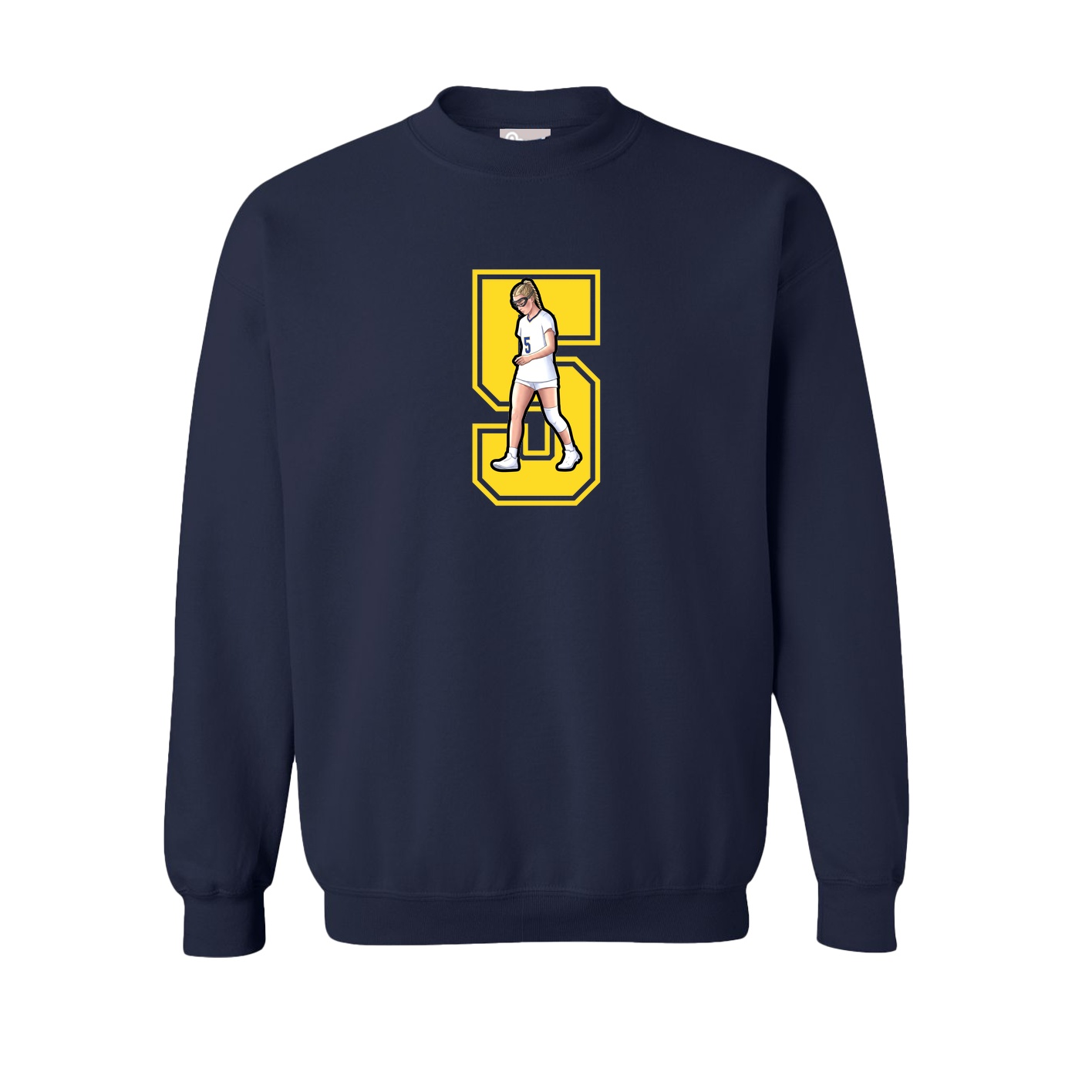Fleece Crew — Number in Navy