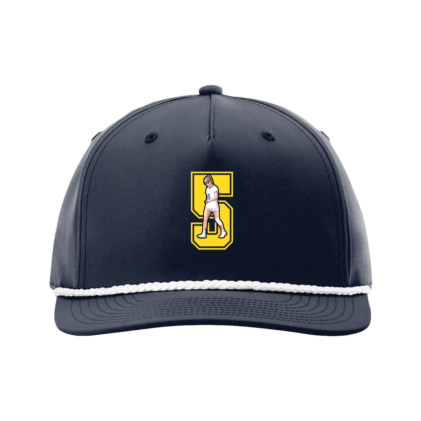 Five-Panel Classic Rope Cap — Number in Navy