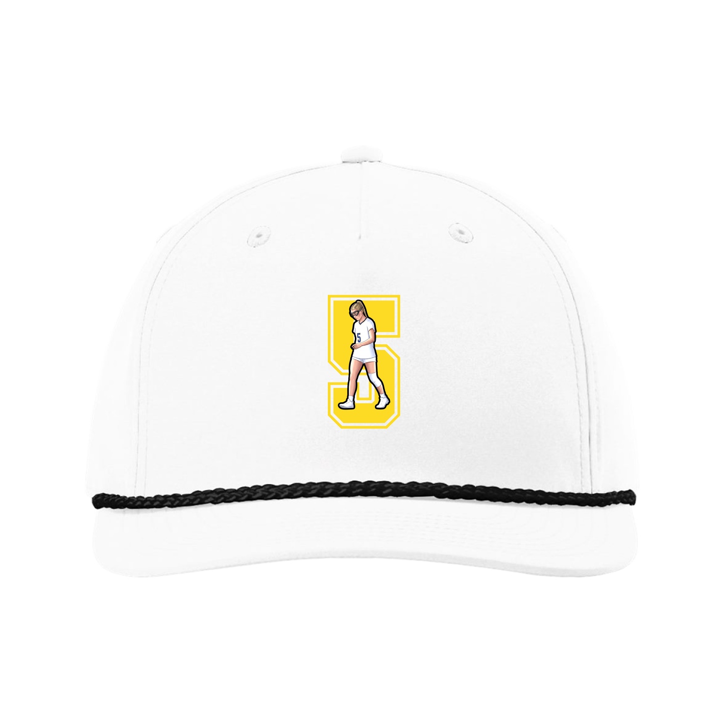 Five-Panel Classic Rope Cap — Number in White